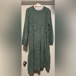 EPIK Sage Green Crochet Dress